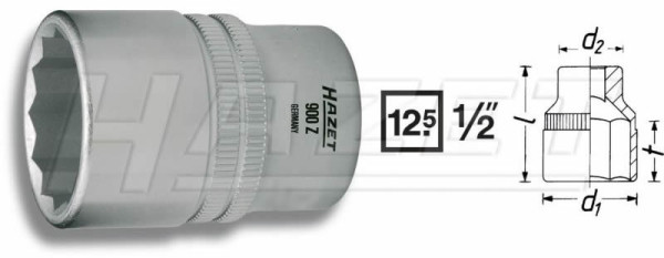 Hlavice nástrčná 1/2" 16mm - 12hran, HAZET 900Z-16