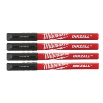 sada popisovacích fixů INKZALL černé, hrot 0,6mm - 4 ks, Milwaukee 48223164