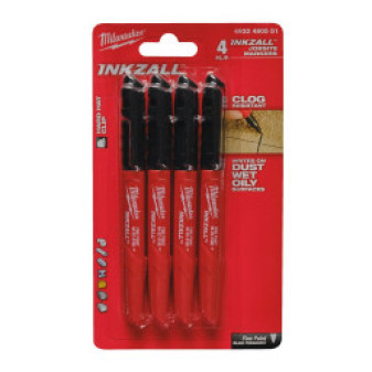 sada popisovacích fixů INKZALL černých rychleschnoucích, hrot 1,0mm - 4 ks, Milwaukee 4932480551