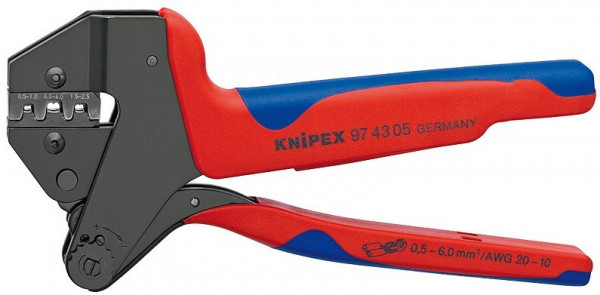 Kleště krimpovací KNIPEX 974305 pro neizolované, otevřené konektory 4,8+6,3mm