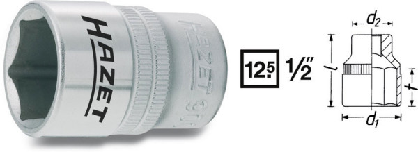 Hlavice nástrčná 1/2" 32mm - 6hran, HAZET 900-32