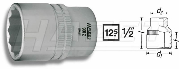 Hlavice nástrčná 1/2" 14mm - 12hran, HAZET 900Z-14