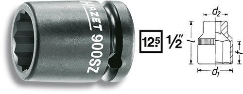 Kovaný ořech 1/2" - 32mm - 12hran - krátký, HAZET 900SZ-32