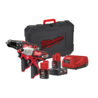 Aku set nářadí 12V, 1x 2,0Ah + 1x 4,0Ah, kufr, Milwaukee 4933443497