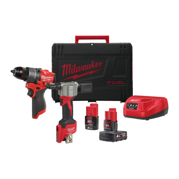 Aku set nářadí 12V, 1x 2,0Ah + 1x 4,0Ah, HD Box, Milwaukee 4933480593