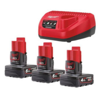 Sada akumulátorů a nabíječky 12V 1x 4,0Ah + 2x 6,0Ah, Milwaukee 4932492932