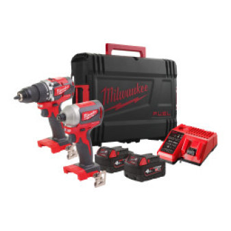 Aku bezuhlíkový set nářadí 18V, 2x 4,0Ah, kufr, Milwaukee 4933464536