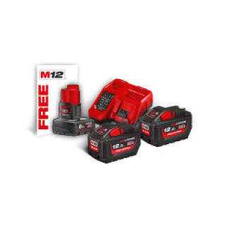 Sada akumulátorů a nabíječky 12V 1x 6,0Ah + 18V 2x 12Ah High Output, Milwaukee 4933464261