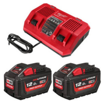 Sada akumulátorů a dvojnabíječky 18V 2x 12Ah High Output, Milwaukee 4932492935