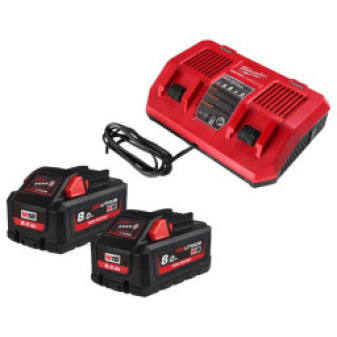 Sada akumulátorů a dvojnabíječky 18V 2x 8Ah High Output, Milwaukee 4932492936