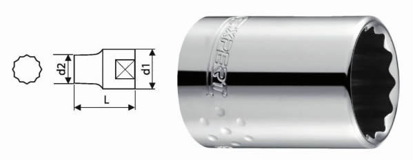 Hlavice nástrčná 1/2" 19mm - 12hran, TONA EXPERT