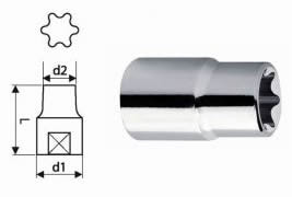 Hlavice 1/2" TORX E14 nástrčná, TONA EXPERT