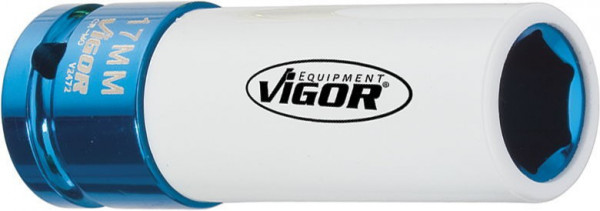 Hlavice nástrčná 1/2" 17mm - 6hran prodloužená s plastem, VIGOR