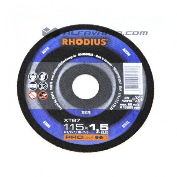 Kotouč řezný 115x1,5x22,2 ocel RHODIUS XT67
