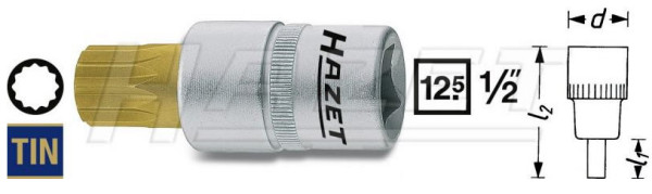 Hlavice 1/2" XZN M16 x 60 TiN HAZET 990-16