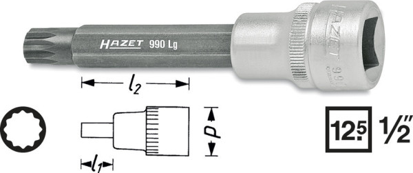 Hlavice 1/2" XZN M12 x 100 HAZET 990LG-12